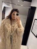 Długie futro beż