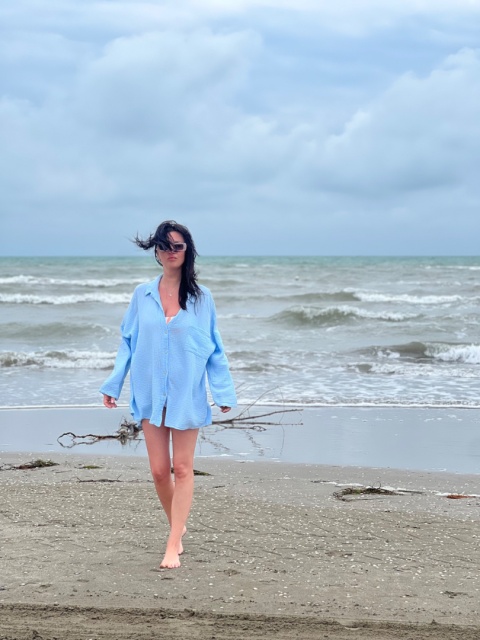 Koszula muślinowa błękit