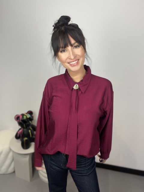 Koszula z krawatem bordo