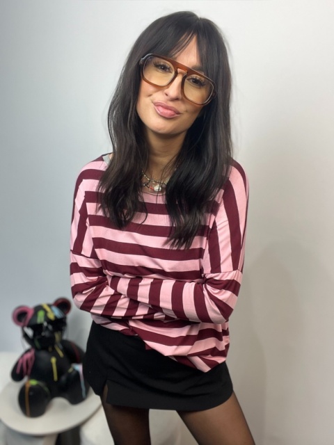 Koszulka w paski bordo