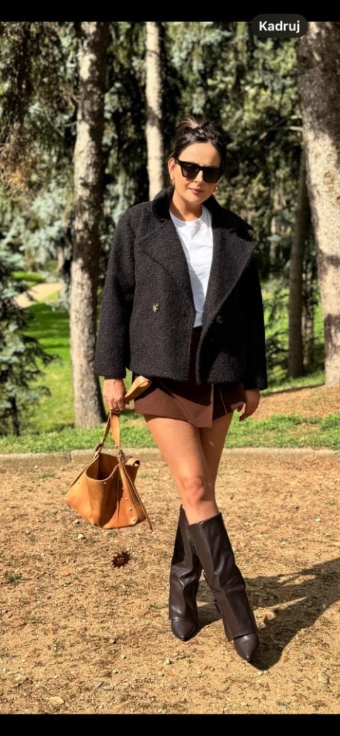 Krótki płaszcz czerń