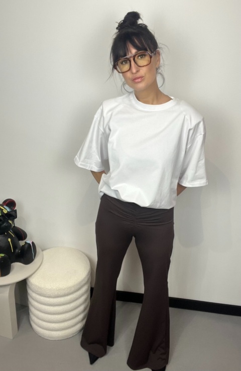 Legginsy z rozszerzaną nogawką czekolada