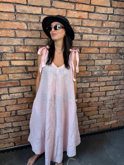 Lniana sukienka baby pink