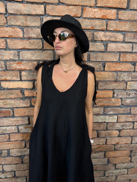 Lniana sukienka czerń