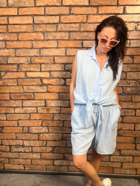 Muślinowe krótkie spodenki błękit