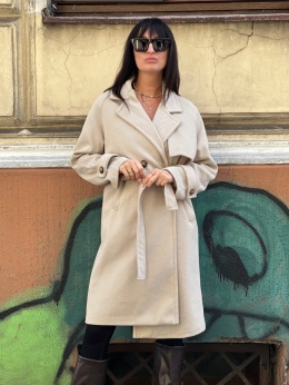 Płaszcz z paskiem śmietanka