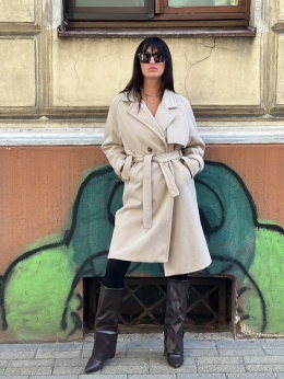 Płaszcz z paskiem śmietanka