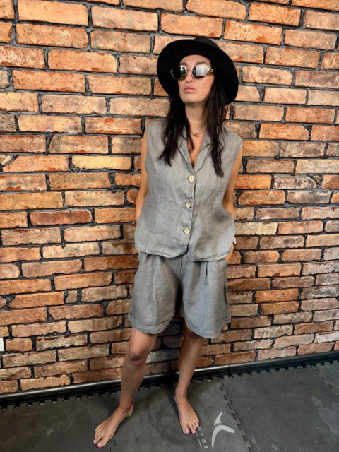 Komplet lniany popiel