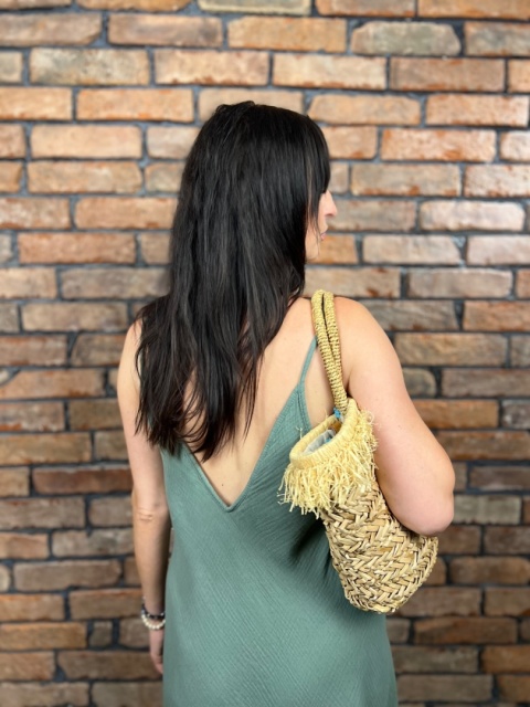 Długa sukienka muślinowa zieleń