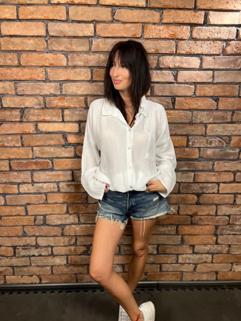 Koszula muślinowa dlugi rękaw biel