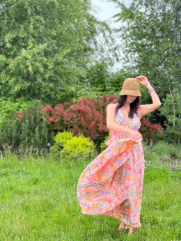 Długa sukienka boho róż