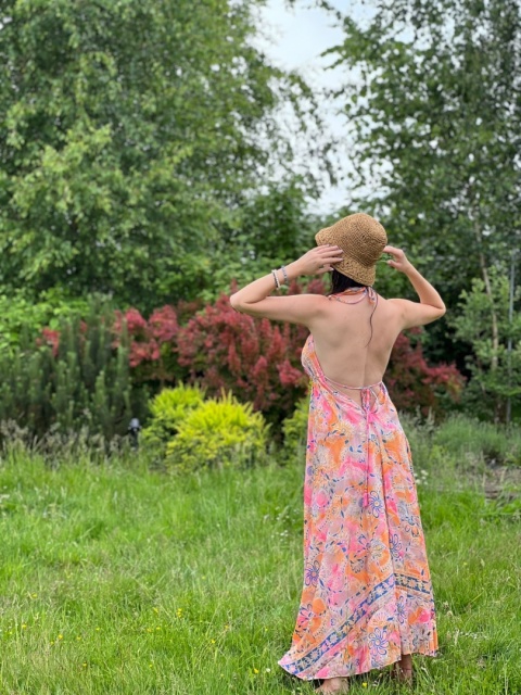 Długa sukienka boho róż