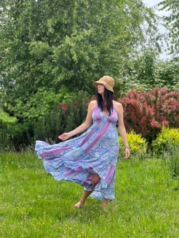 Długa sukienka boho fiolet
