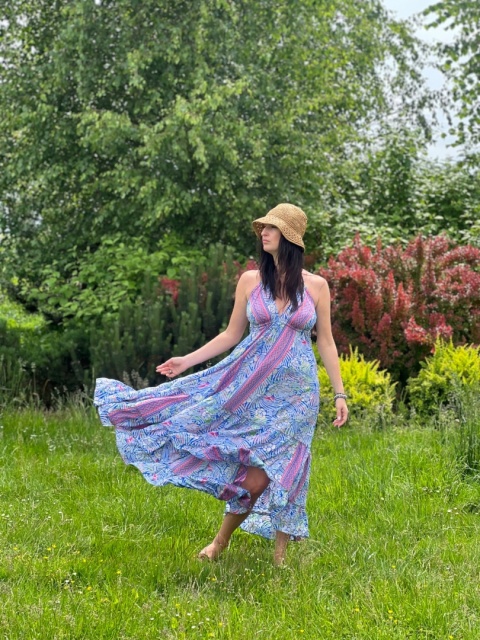 Długa sukienka boho fiolet