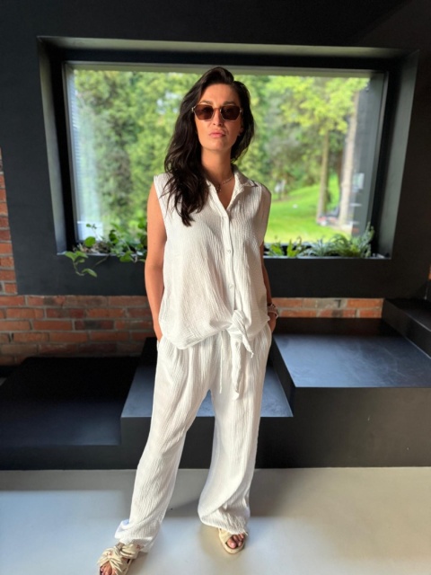 Koszulka muślinowa bez rękawów biel