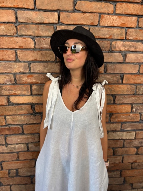 Lniana sukienka biel