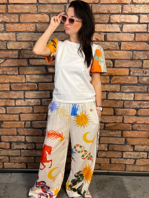 Spodnie boho biel