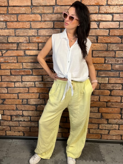 Długie muśliwe spodnie banan