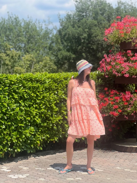 Muślinowa sukienka na ramiączkach pomarańcz