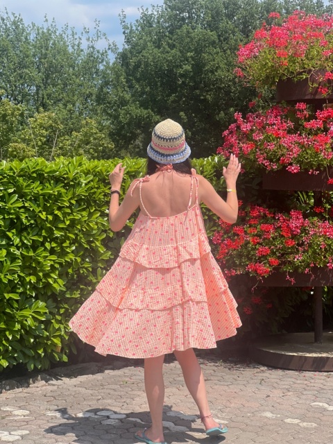 Muślinowa sukienka na ramiączkach pomarańcz