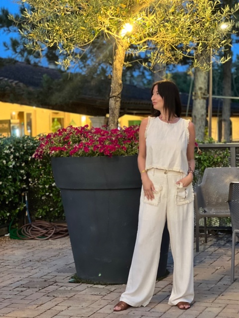 Modny lniany komplet