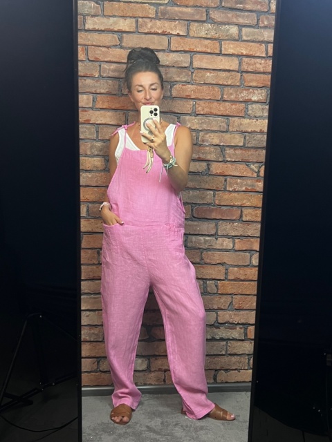 Lniany kombinezon róż