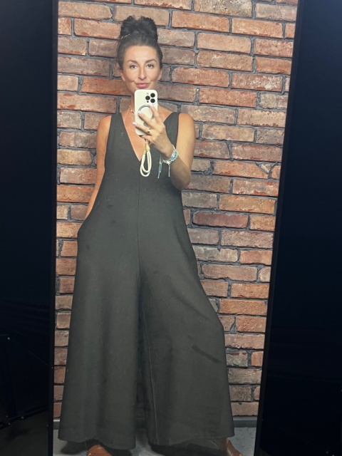 Wiskozowy długi kombinezon czekolada