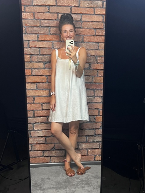 Wiskozowy krótki kombinezon biel