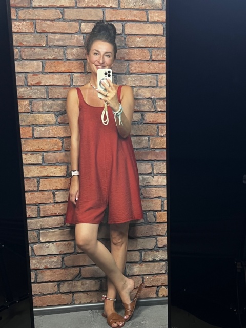 Wiskozowy krótki kombinezon jesień