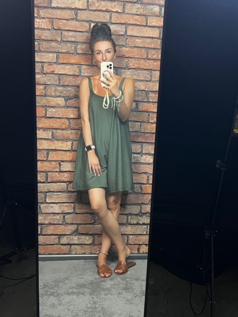 Wiskozowy krótki kombinezon zieleń