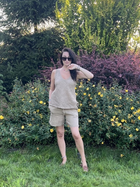 Lniane krótkie spodenki fango