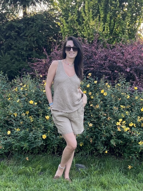 Lniane krótkie spodenki fango