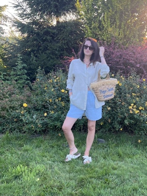 Lniana długa koszula beż