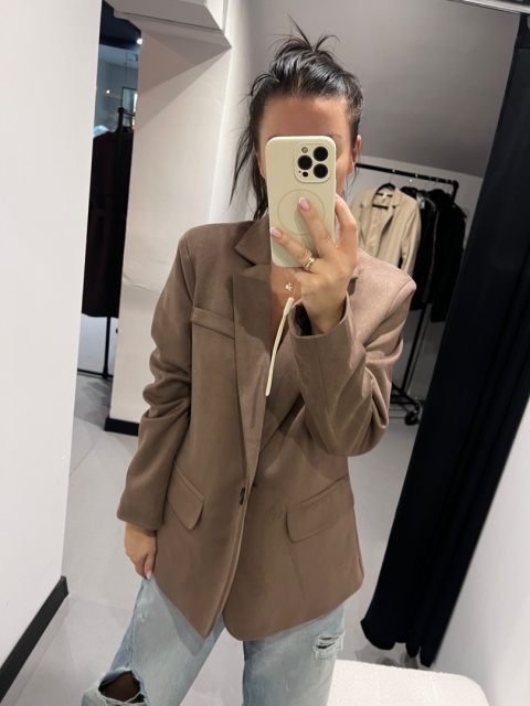 Marynarka eco zamsz mokka