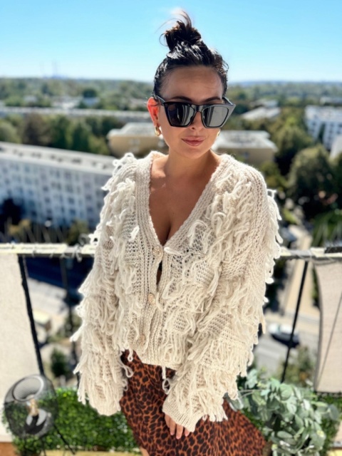 Sweter mop rozpinany śmietanka