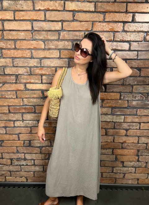 Sukienka muślinowa popiel