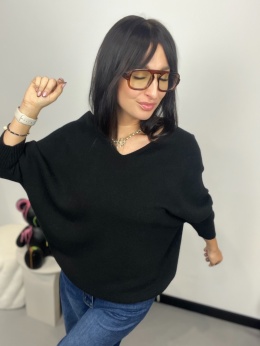 Sweter z dekoltem V czerń