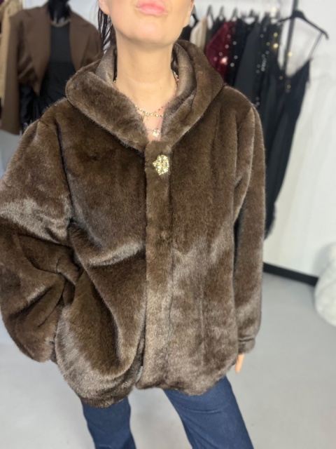 Futrzana kurtka czekolada