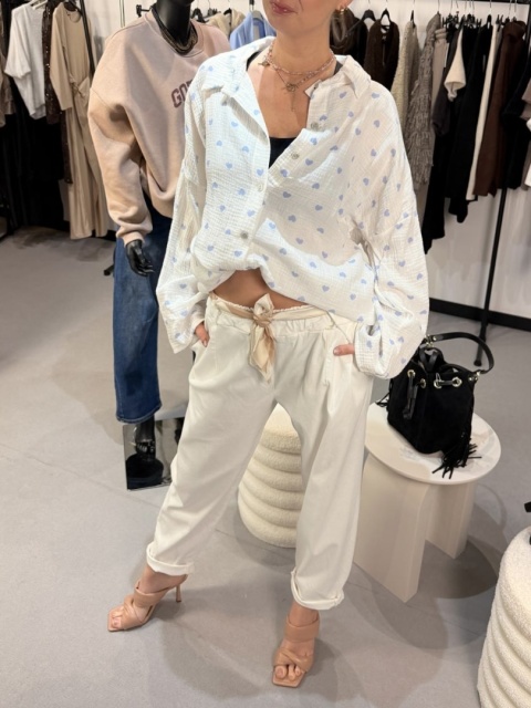 Luźne spodnie bawełniane biel