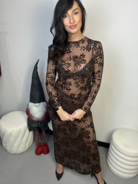 Spódnica cekinowa czekolada