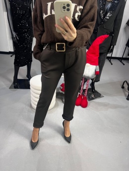 Spodnie z ozdobnym paskiem czekolada