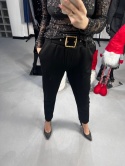 Spodnie z ozdobnym paskiem czerń
