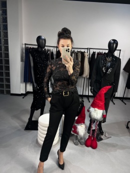 Spodnie z ozdobnym paskiem czerń