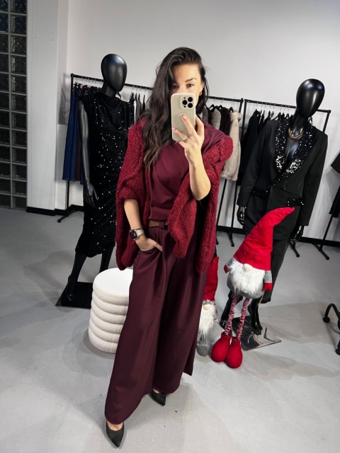 Spodnie z wiskozy bordo