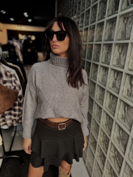 Sweter z golfem popiel