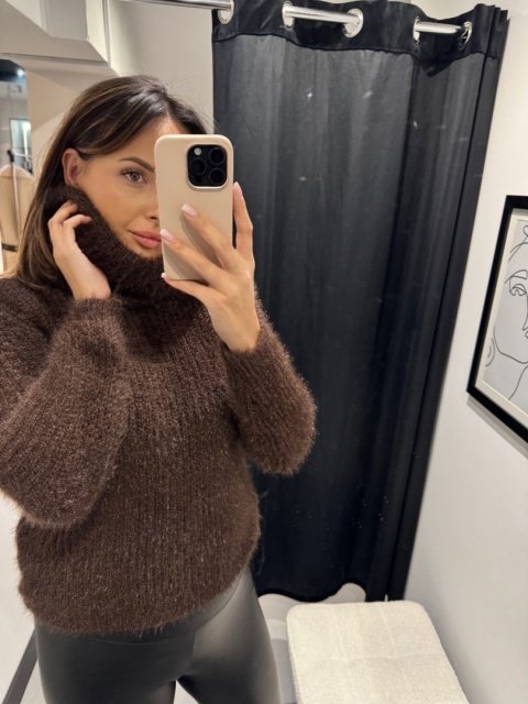 Sweter z moherem czekolada