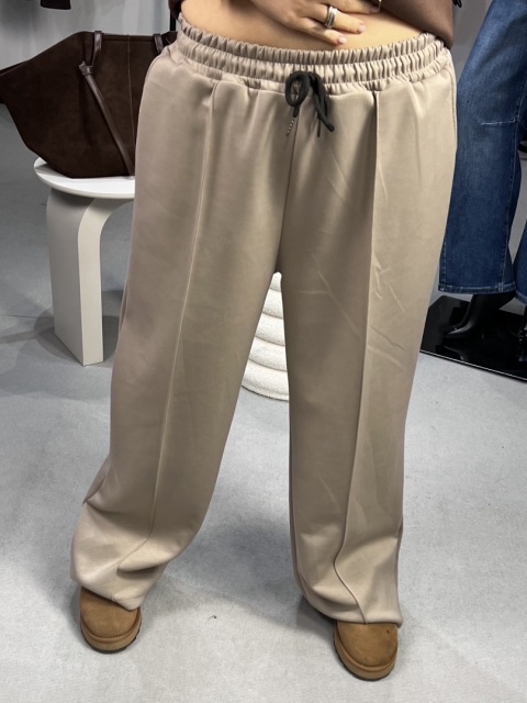 Szerokie spodnie dresowe beż