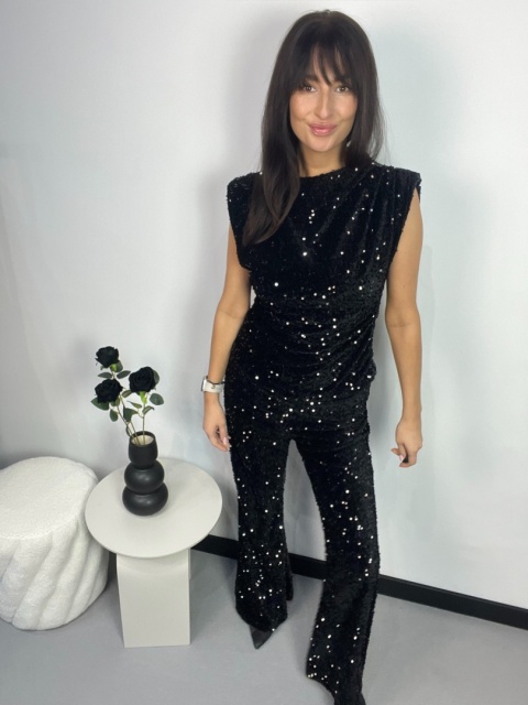 Welurowa koszulka czerń